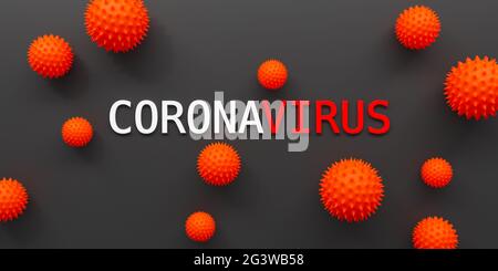 Le symbole du virus Corona covid 19 sur fond sombre Banque D'Images