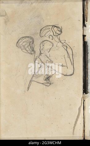 Femme avec enfant. Page 52 d'un carnet de croquis avec 25 feuilles. Banque D'Images