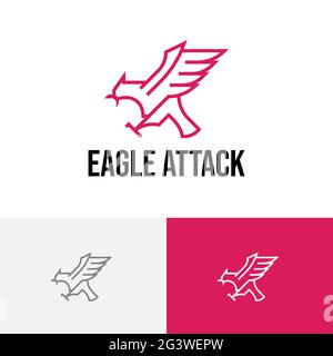 Logo Eagle Hawk Falcon Attack Fly Wing Claw Line Illustration de Vecteur