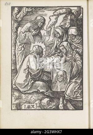 Veronica montre le Sudarium à Marie et John, la petite passion. Veronica montre le Sudarium, la toile de sueur avec l'impression du visage du Christ, à Marie et à Jean. L'impression fait partie d'un livre. Banque D'Images