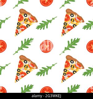 Motif brillant sans couture avec tranches de pizza Illustration de Vecteur