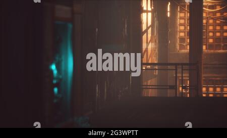 Intérieur d'un ancien motel abandonné Banque D'Images