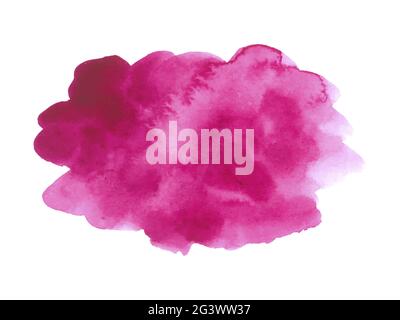 Trait de pinceau aquarelle rose isolé sur fond blanc. Arrière-plan de peinture flou. Filigrane aquarelle sur papier blanc. Peinture neutre brillante banne Illustration de Vecteur