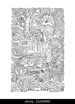 Illustration d'une seule ligne. Contour noir isolé sur fond blanc. Livre de coloriage pour adultes et enfants en style art de ligne. abs en ligne continue Illustration de Vecteur