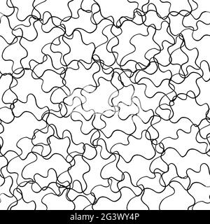 Motif vectoriel abstrait. Lignes fluides chaotiques isolées sur fond blanc. Imprimé vagues noires dynamiques enchevêtrées. Illustration monochrome Illustration de Vecteur