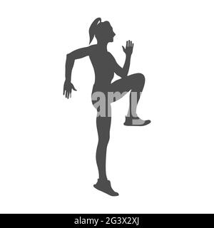 Une femme est engagée dans le sport. Silhouette remplie. Style plat Illustration de Vecteur