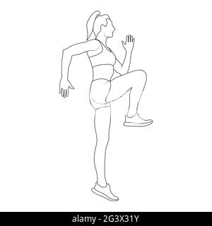 la femme est engagée dans le sport. Un polygone vide. Style plat Illustration de Vecteur