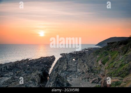 Coucher de soleil de Croyde, Devon, Angleterre Banque D'Images