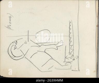 Ornement avec un Capricorne. Feuille 3 Verso d'un carnet d'esquisses de 24 feuilles. Banque D'Images
