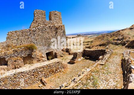 Alcazaba de Reina, Castillo de Reina, Château de Reina, Citadelle arabe, bon d'intérêt culturel, Monument historique artistique, Reina, Badajoz, extre Banque D'Images