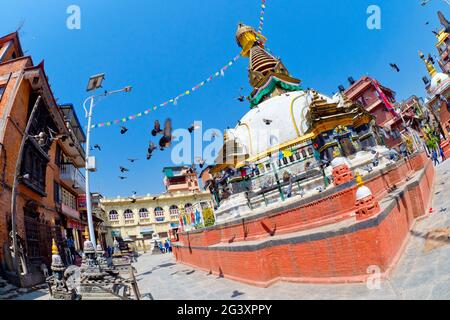 Stupa bouddhiste, Thamel zone touristique, Katmandou, Népal, Asie Banque D'Images