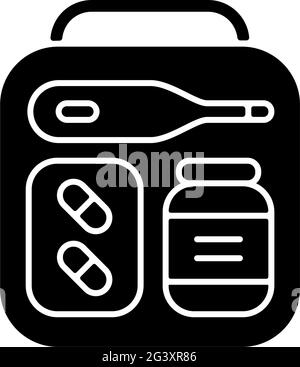 Mini trousse de premiers soins icône en glyphe noir Illustration de Vecteur