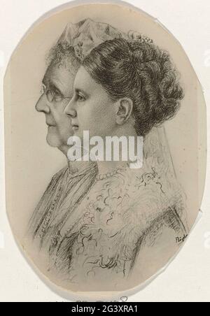 Portrait d'Emma, Reine-Regents des pays-Bas, et de Wilhelmina, Reine des pays-Bas. . Banque D'Images