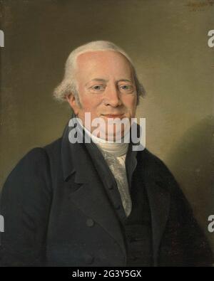 Cornelis Sebille Roos (1754-1820), concessionnaire d'art d'Amsterdam et gardien de la National Konst-Gallery chez Ten Bosch, la Haye. Portrait de cornelis sebille rose. Acheteur et courtier d'art à Amsterdam et inspecteur de la National Konst-Gallery à la maison dix Bosch à la Haye. Buste, droite, sourire. Banque D'Images