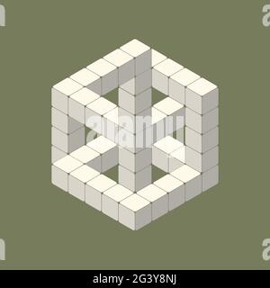 cube blanc illusion optique en vue isométrique Illustration de Vecteur
