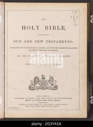 La Sainte Bible, contenant l'ancien et le Nouveau Testament traduit à partir des langues originales. . Banque D'Images