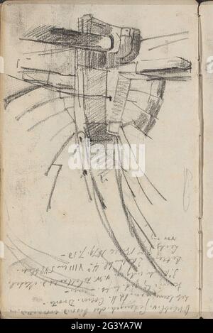 Etude, éventuellement à partir d'une partie de bateau. Page 45 d'un carnet de croquis avec 23 feuilles. Banque D'Images