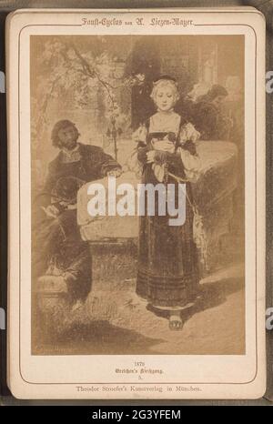 Production photo d'un dessin intitulé « visite de l'église Gretchens »; Kirchgang de Gretchen. Partie de l'album avec 30 photo de la production de dessins de l'histoire faust de J.W. Von Goethe. Banque D'Images
