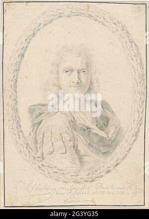 Portrait de Cornelis Pronk, en couronne ovale de Laurier. . Banque D'Images