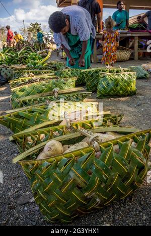 Marché sur Tanna, Vanuatu, Pacifique Sud, Océanie Banque D'Images