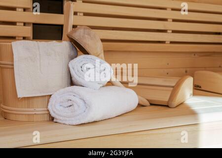 Sauna Wellness relaxation, Reit im Winkl, Chiemgau, Bavière, Allemagne Banque D'Images