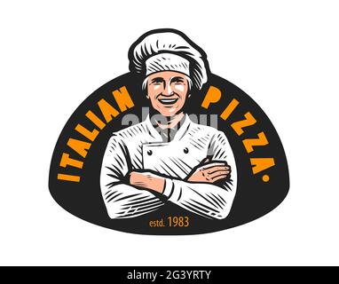 Logo pizza. Emblème de restauration rapide restaurant, pizzeria, café. Illustration vectorielle Illustration de Vecteur