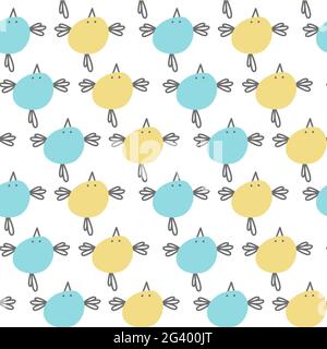 Magnifique motif brillant sans couture avec de drôles d'oiseaux. Imprimés pour papiers peints, papier d'emballage, fournitures scolaires, vêtements pour enfants, emballages, bébé Illustration de Vecteur