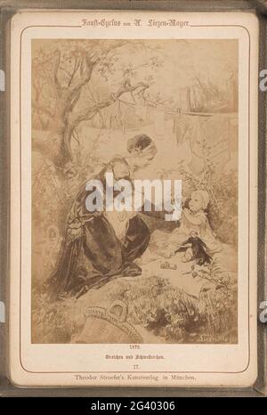 Production photo (vraisemblablement) d'un dessin intitulé 'Gretchen et sa sœur'; Gretchen und Schwesterchen. Partie de l'album avec 30 photo de la production de dessins de l'histoire faust de J.W. Von Goethe. Banque D'Images