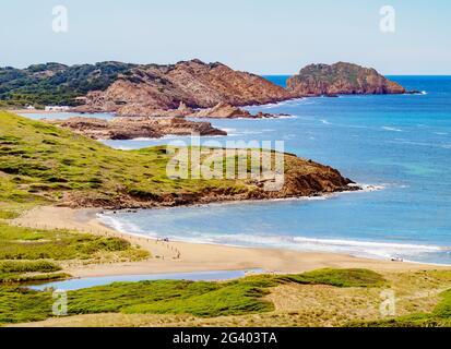 Platja de Binimella, Plage de Binimella, Minorque ou Minorque, Iles Baléares, Espagne Banque D'Images