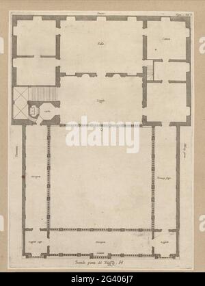 Plan d'étage du premier étage de la Villa Grimaldi-Sauli à Gênes; Seconda Pianta del Palazzo. H. cette impression fait partie d'un album. Banque D'Images