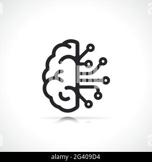 icône de ligne mince d'intelligence artificielle Illustration de Vecteur
