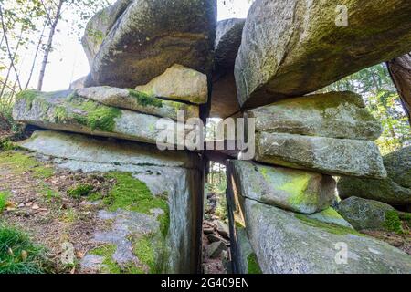 Rock formation Devil's Hoof in the Bohemian Forest, Bohême du Sud, République tchèque Banque D'Images