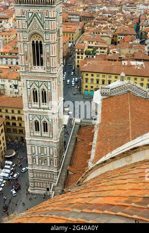 Vue surélevée de la tour Bell, Florence, Toscane, Italie Banque D'Images