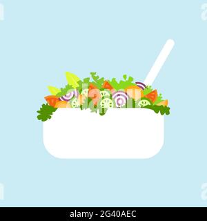 Salade saine à base de légumes fraîchement coupés dans un bol Illustration de Vecteur