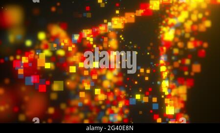 Mouvement de turbulence des petites particules carrées. Rendu 3d généré par ordinateur. Toile de fond abstraite Banque D'Images