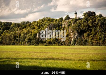 Tour d'église de Saint-Michel près de Neubourg (Lauterach BEI Ehingen) sur le Danube, district d'Alb-Donau, Bade-Wurtemberg, Allemagne Banque D'Images