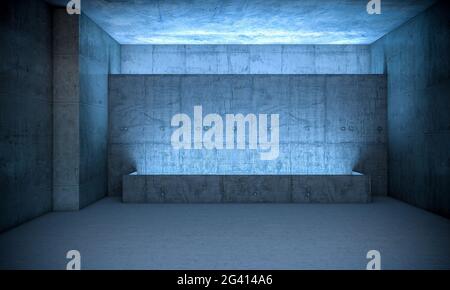 chambre vide en béton, architecture minimale. rendu 3d Banque D'Images