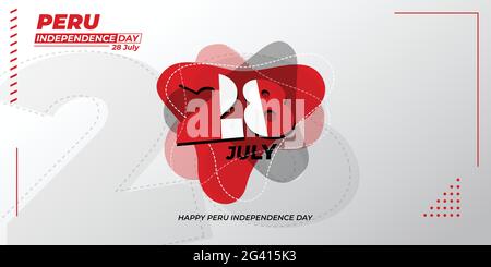 Pérou jour de l'indépendance avec numéro typographique de 28 pour le 28 juillet. Bon modèle pour la Journée nationale du Pérou Illustration de Vecteur