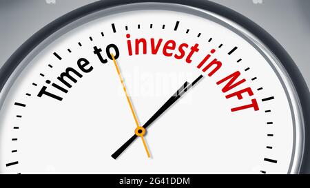 Horloge avec temps de texte pour investir dans NFT Banque D'Images