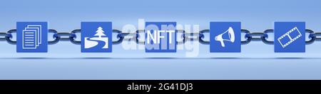 Symbole de blockchain de token non fongible Banque D'Images