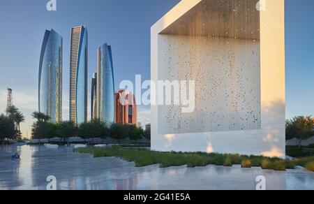 Mémorial du fondateur de Sheikh Zayed, Etihad Towers, Abu Dhabi, Émirats arabes Unis Banque D'Images