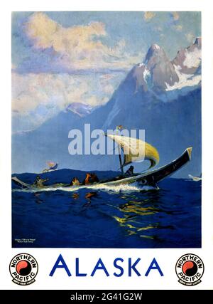 Alaska. Pacifique Nord par Sydney Laurence (1865-1940). Affiche ancienne restaurée publiée en 1931 aux États-Unis. Banque D'Images