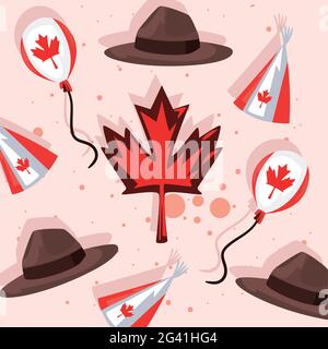 Icônes de célébration de la fête du Canada Illustration de Vecteur