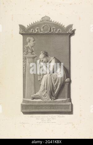 Tombstèle d'Alessandro de Souza Holstein. Monument de tombe sculpté par Antonio Canova pour Alessandro de Souza Holstein, avec une femme en deuil au Grafstele de la Souza Holstein. Banque D'Images