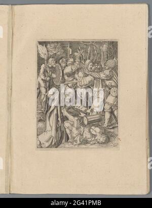 L'emprisonnement du Christ; la petite passion; Passio Christi AB Alberto Durer Nurenbergensi Effigiata. Le Christ est pris par les soldats dans la cour de Getemane. Judas l'embrasse sur la joue. Petrus Malchus hache une oreille au premier plan. L'impression fait partie d'un album. Banque D'Images