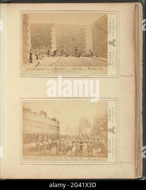 Photo Assemblée de l'exécution de 62 otages dans la rue Haxo à Paris; assassinat de 62 otages rue Haxo 85 à Belleville. 26 mai 1871 à 5 heures le soir. Partie de l'album commémoratif des cas de clergymen catholiques romains pendant la commune de Paris. Banque D'Images