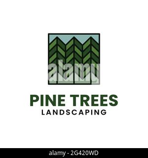 PIN Fir Cypress conifères épinette cèdre Evergreen Tree for Adventure Outdoor Camp Business Company logo Design Illustration de Vecteur