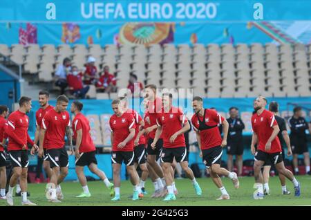 Madrid, Espagne. 18 juin 2021. Football: Championnat d'Europe, Groupe E, entraînement final Pologne: L'équipe nationale de Pologne pendant l'entraînement avant le match contre l'Espagne. Credit: Cezaro de Luca/dpa/Alay Live News Banque D'Images