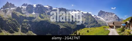 ALP Surenen en face des Alpes Urner de Fürenalp, Panorama, Stäuber, Engelberg, Suisse Banque D'Images
