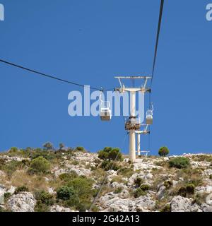 BENALMADENA, Andalousie/ESPAGNE - 7 juillet : téléphérique pour le Mont Calamorro près de Benalmadena Espagne le 7 juillet 2017 Banque D'Images